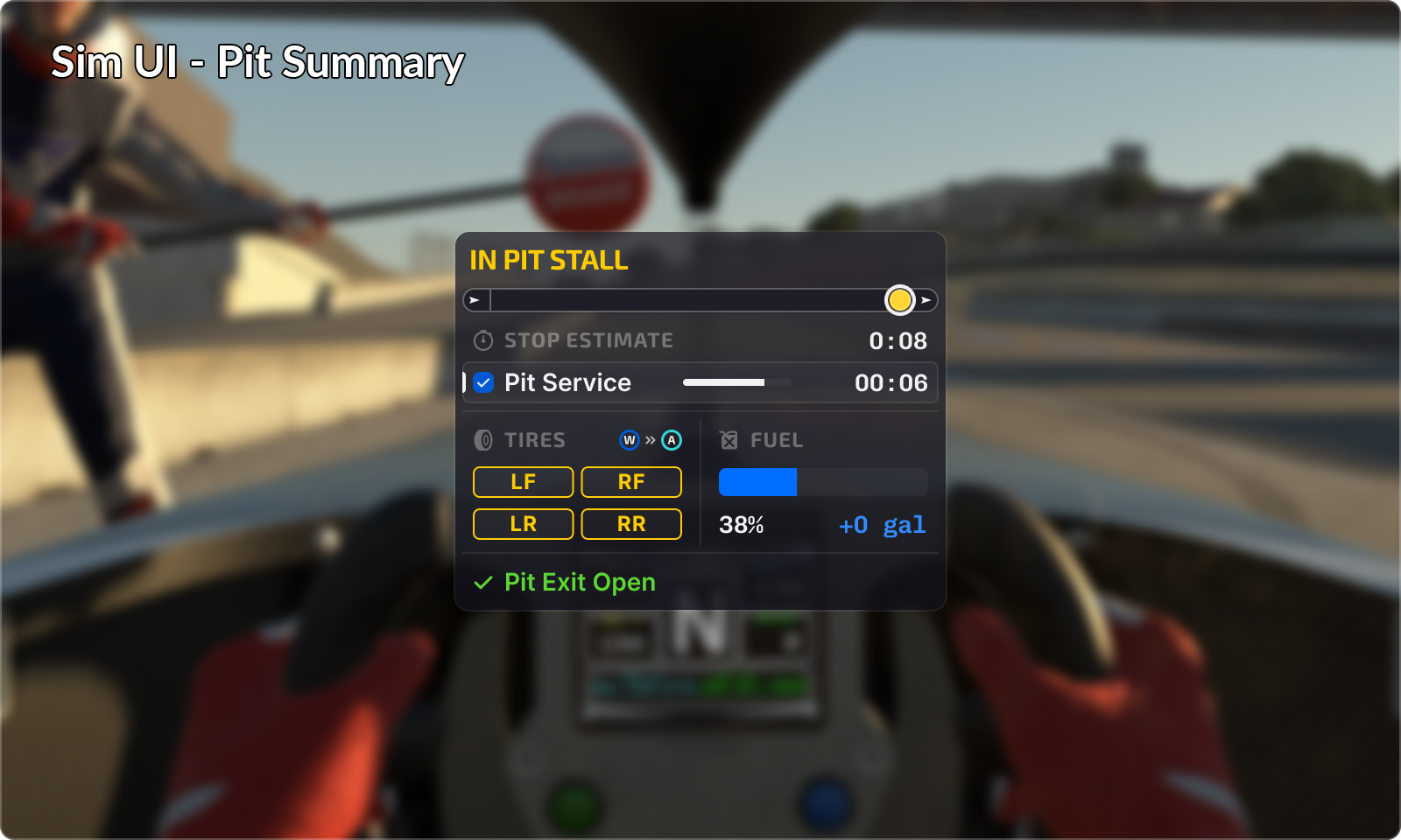 Pit Summary：作業状況と停止位置を表示